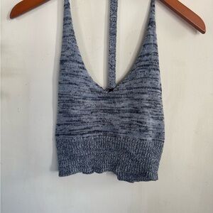 Full Tilt Blue Marled Knit Cropped Tank